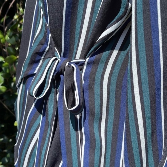 Express Bohemian Wrap Style Stripe Plunge V-Neck Blouse - Picture 7 of 11